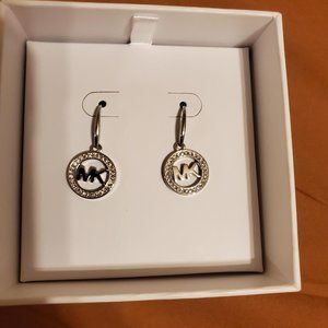 Michael Kors Crystal Pave Logo Drop Earrings